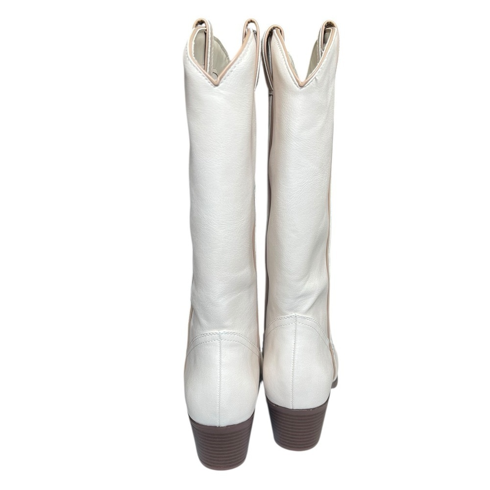 NIB Qupid 7.5 White Knee High Cowboy Cowgirl Boots Western - Picture 4 of 8